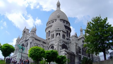 Базилика sacre coeur, католическая церковь, париж, белый камень