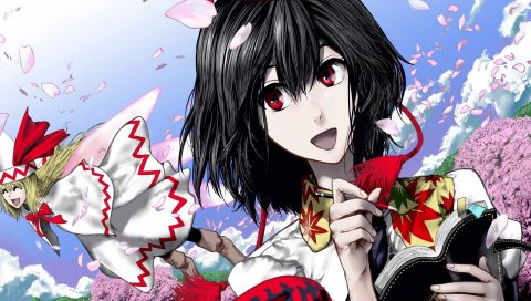 Umami, сакуикура, touhou, shameimaru aya, лилия белая, девушка, брюнетка, блокнот, карандаш