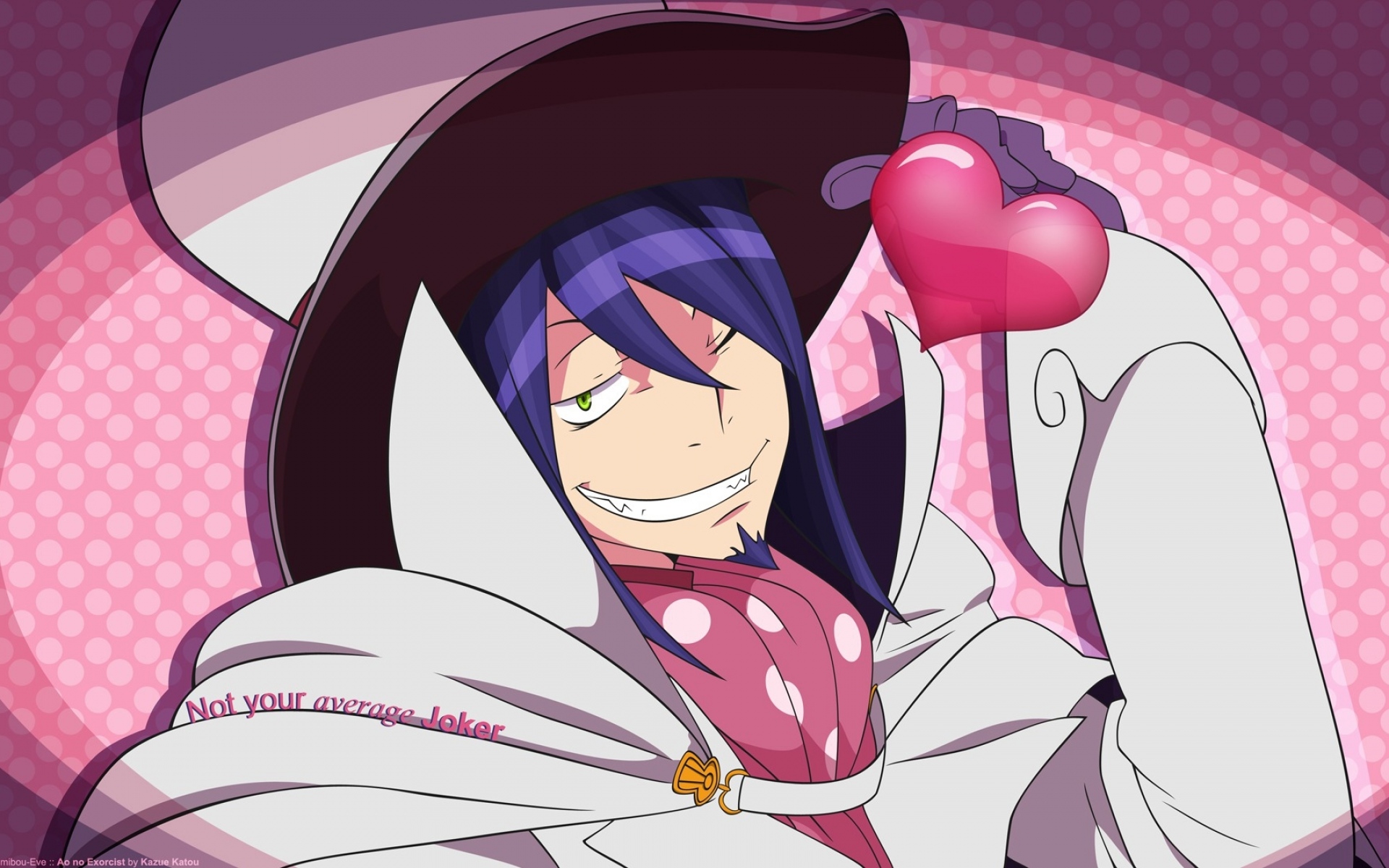 Картинки Ao no exorcist, pheles mephisto, человек, шляпа, сердце фото и обои на рабочий стол