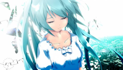 Вокалоид, hatsune miku, девушка, цветы