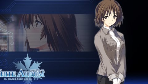 Kawata hisashi, белый альбом, девушка, брюнетка, галстук, рубашка