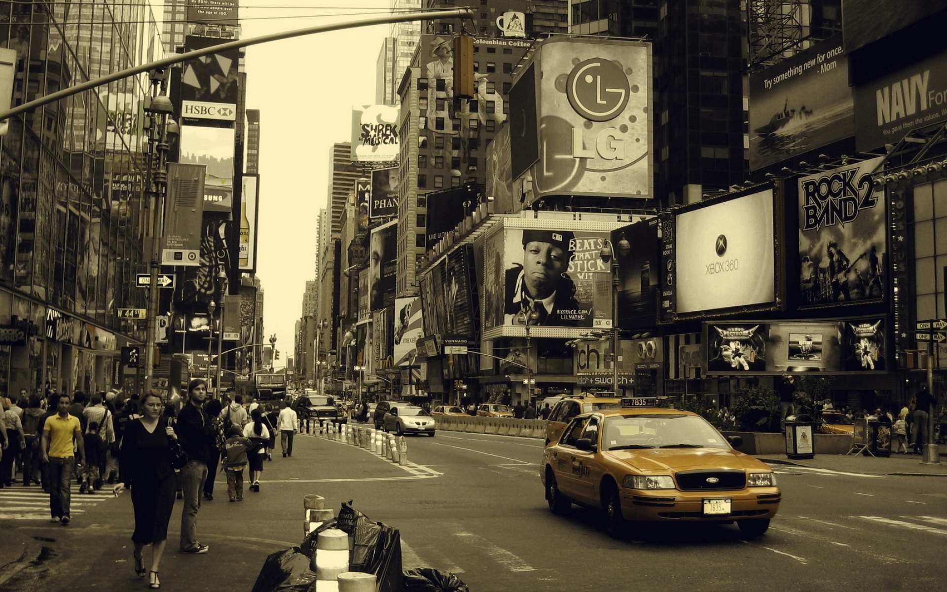 Картинки Нью-Йорк, Манхэттен, улица, автомобили, люди, занят фото и обои на рабочий стол