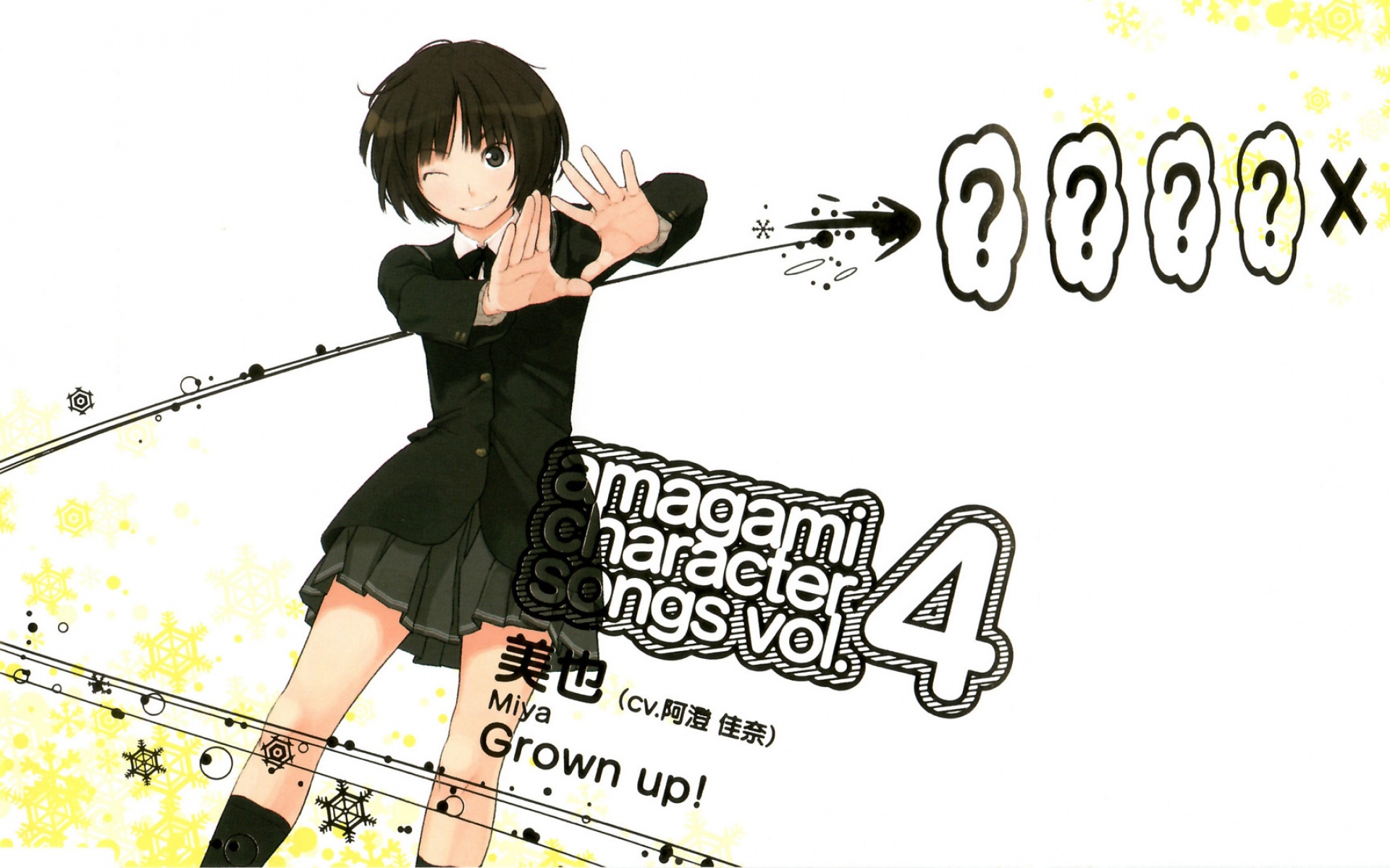 Картинки Amagami, tachibana miya, девушка, улыбка, черные глаза, подмигивание фото и обои на рабочий стол
