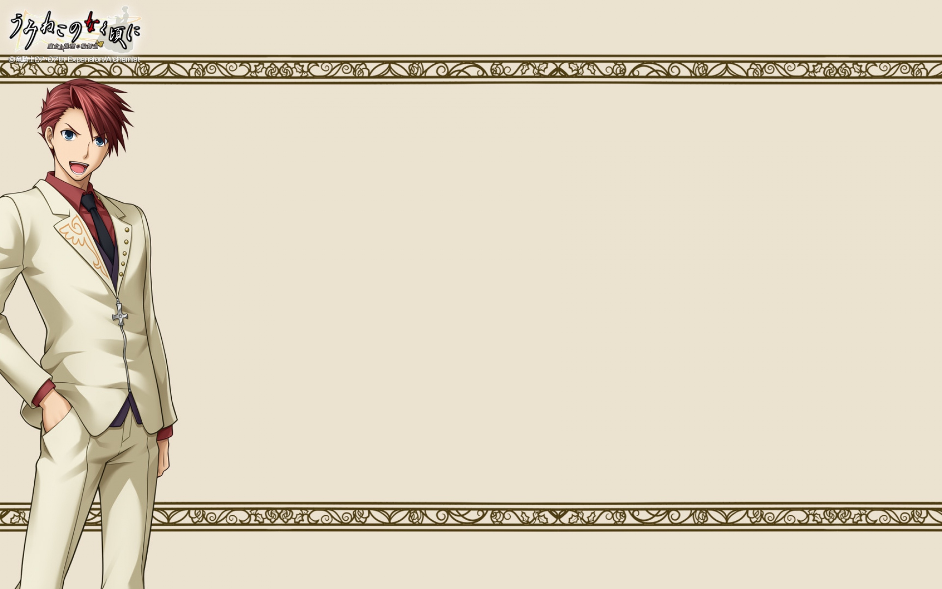 Картинки Umineko no naku koro ni, ushiromiya battler, мужчина, костюм, фон фото и обои на рабочий стол