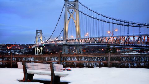 Mid hudson bridge, new york, nyc, usa, зима, снег