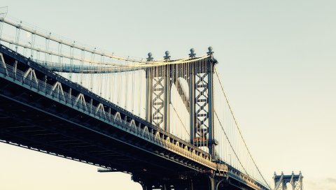 Манхэттенский мост, Луна, Нью-Йорк, США, Нью-Йорк