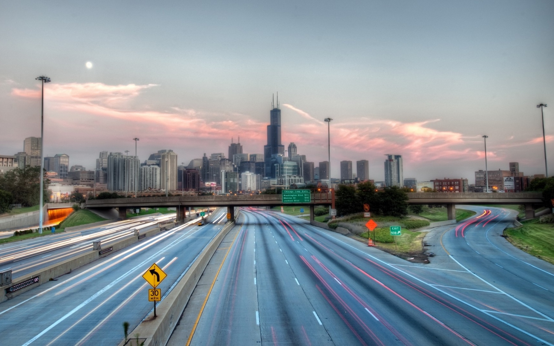 Картинки Чикаго, США, шоссе, дорога, hdr фото и обои на рабочий стол