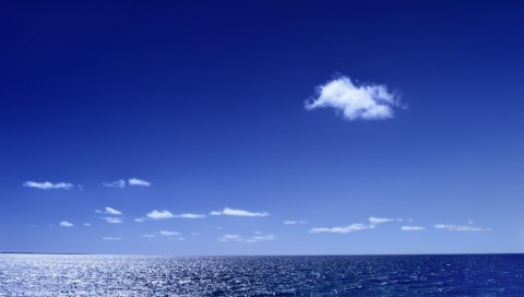 Вода, море, горизонт, облака