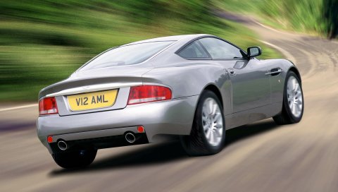 Aston martin, v12, победитель, 2001, серебро, вид сзади, автомобили, скорость