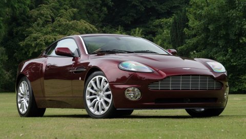 Aston martin, v12, побеждает, 2001, бордовый, вид сбоку, автомобили, природа