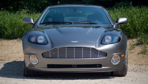 Aston martin, v12, побеждает, 2001, серый, вид спереди, авто