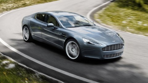 Aston martin, rapide, 2009, серый, вид сбоку, скорость