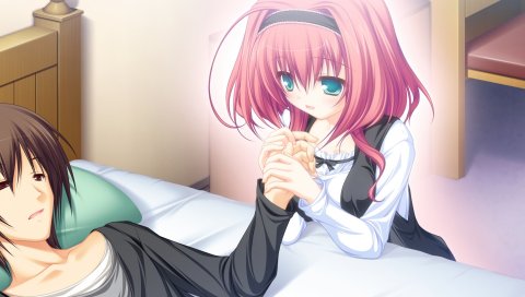 Mikagami mamizu, lunaris filia, hayama mai, девушка, парень, болезнь, кровать