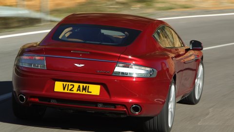 Aston martin, rapide, 2009, красный, вид сзади, автомобиль, асфальт