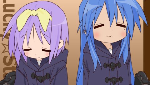 Удачливая звезда, izumi konata, hiiragi tsukasa, девушки, эмоции