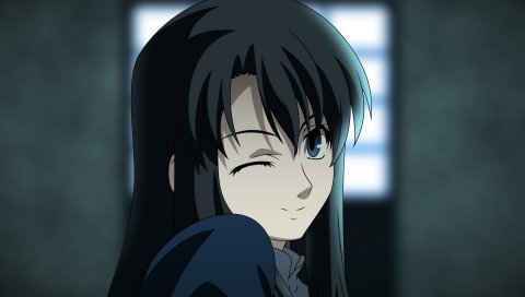 Kara no kyoukai, девушка, брюнетка, милый, улыбка