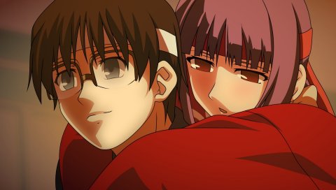 Kara no kyoukai, мальчик, девушка, обнять