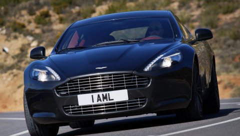 Aston martin, rapide, 2009, черный, вид спереди, стиль, асфальт