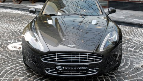 Aston martin, rapide, 2011, черный, вид спереди, улица