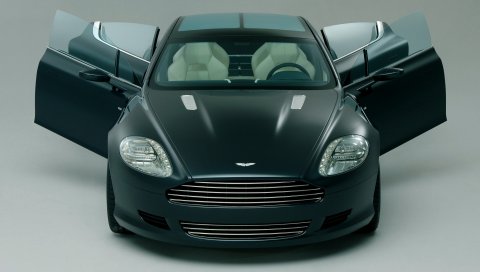 Aston martin, rapide, 2006, черный, вид спереди, концепт-кар, спорт