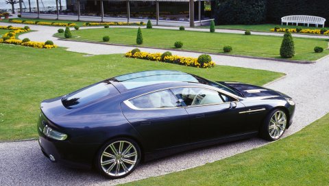 Aston martin, rapide, 2006, черный, вид сбоку, концепт-кар, трава