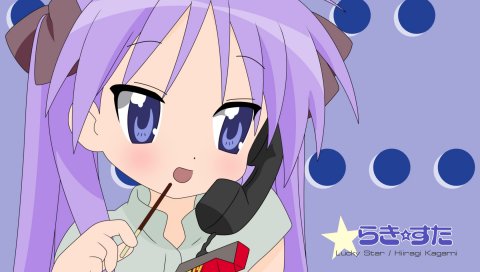 Счастливая звезда, hiiragi kagami, девушка, телефон, разговор
