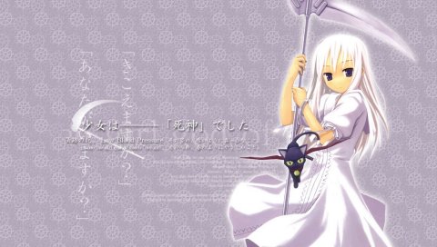 Shinigami no ballad, momo, девушка, блондинка, кошка, коса