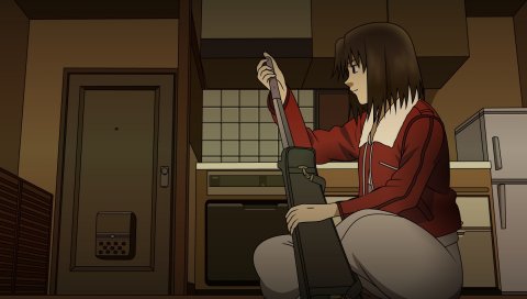 Kara no kyoukai, ryougi shiki, оружие, комната, дверь