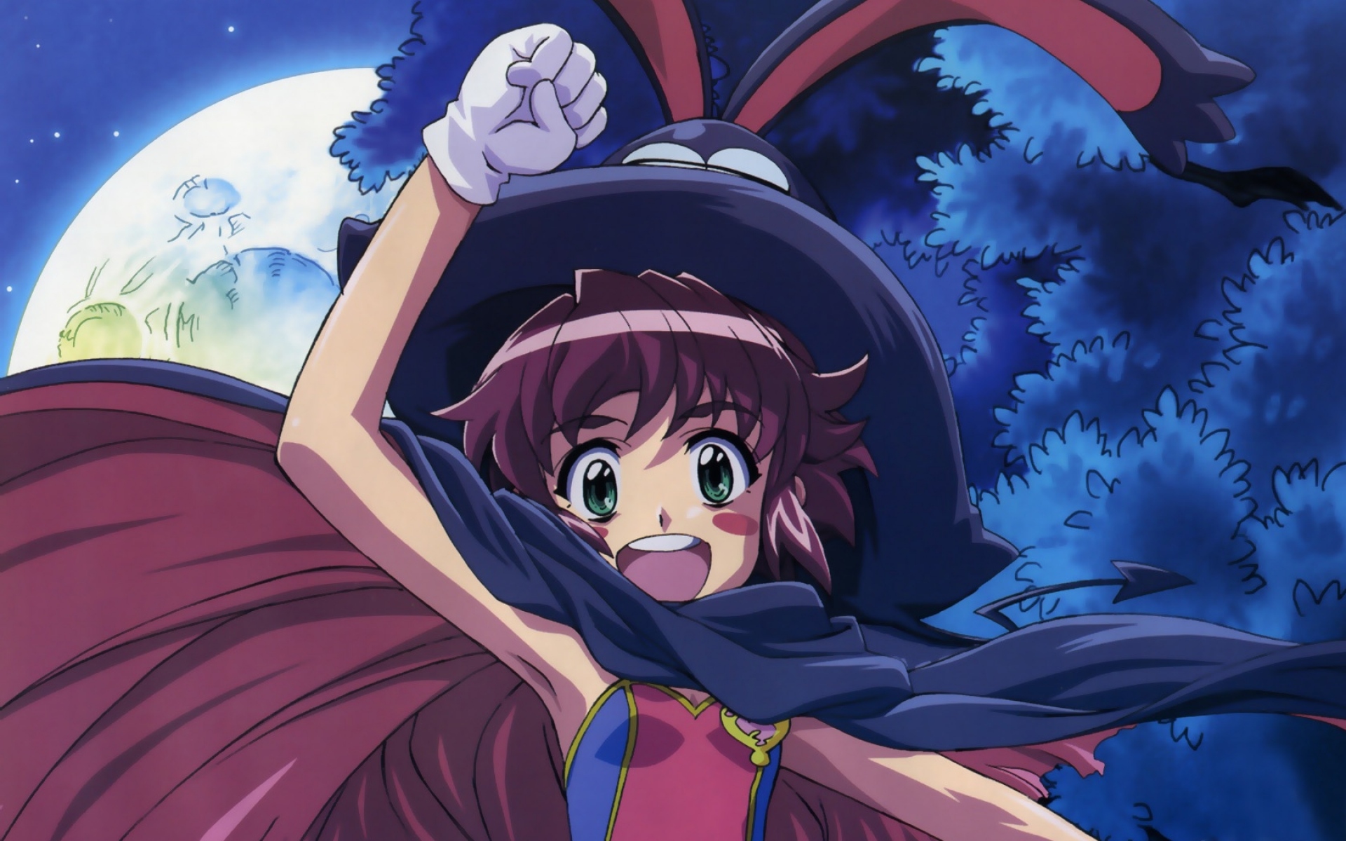 Картинки Renkin san-kyuu magical pokaa, uma, девушка, ночь, шляпа, луна фото и обои на рабочий стол