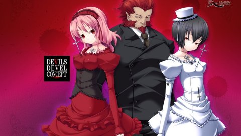 Devils devel concept, мужчина, девушка, платья