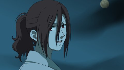 Kara no kyoukai, девушка, улыбка, луна