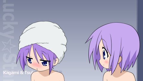 Счастливая звезда, hiiragi kagami, hiiragi tsukasa, румянец, девушки