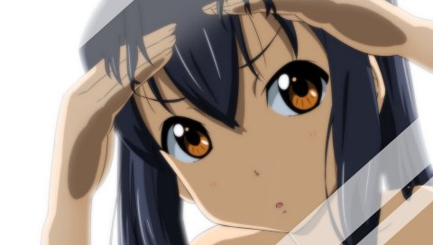 Oku no shi, k-on, nakano azusa, девушка, брюнетка, глаз