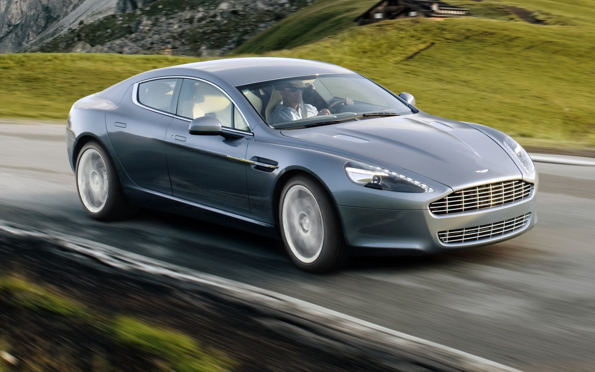 Картинки Aston martin, rapide, 2009, серый, вид сбоку, скорость, рок фото и обои на рабочий стол