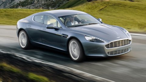 Aston martin, rapide, 2009, серый, вид сбоку, скорость, рок