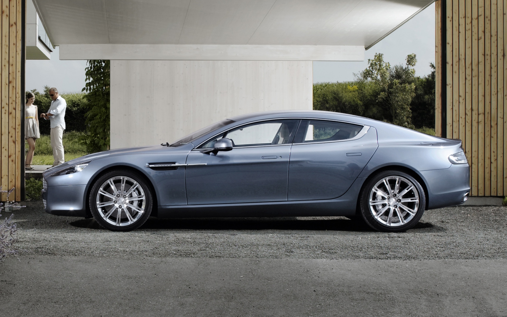 Картинки Aston martin, rapide, 2009, синий, вид сбоку, стиль, асфальт фото и обои на рабочий стол