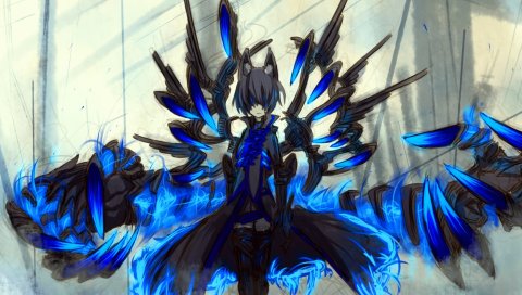 Zettai ryouiki, брюнетка, девушка, уши, крылья
