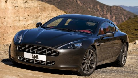 Aston martin, rapide, 2009, черный, вид спереди, автомобили, природа