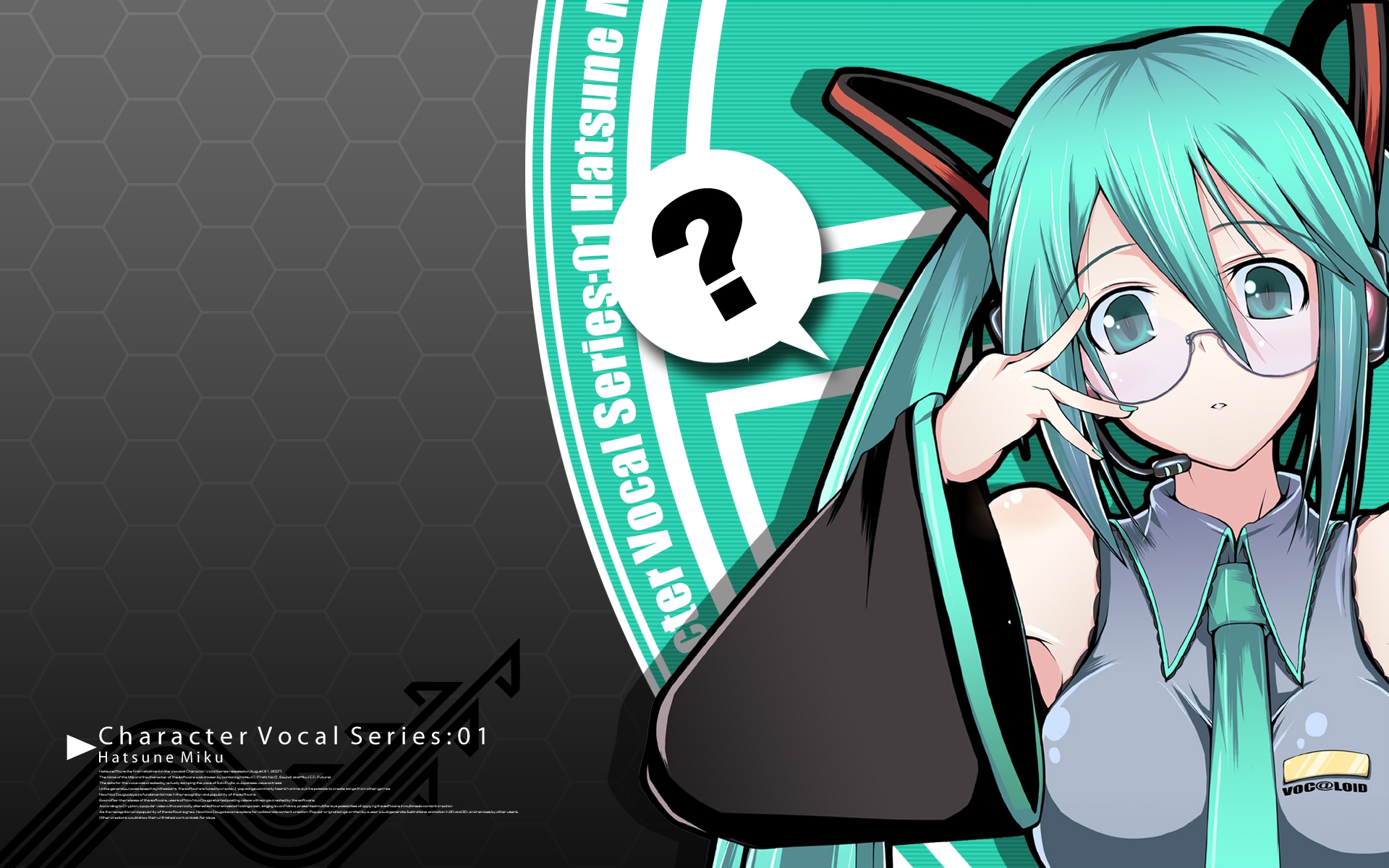 Картинки Hatsune miku, вокалоид, девушка, очки, галстук фото и обои на рабочий стол