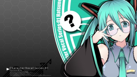 Hatsune miku, вокалоид, девушка, очки, галстук