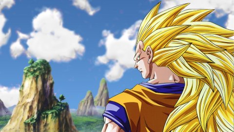 Goku super saiyan 3, мужчина, взгляд, строгий, улица