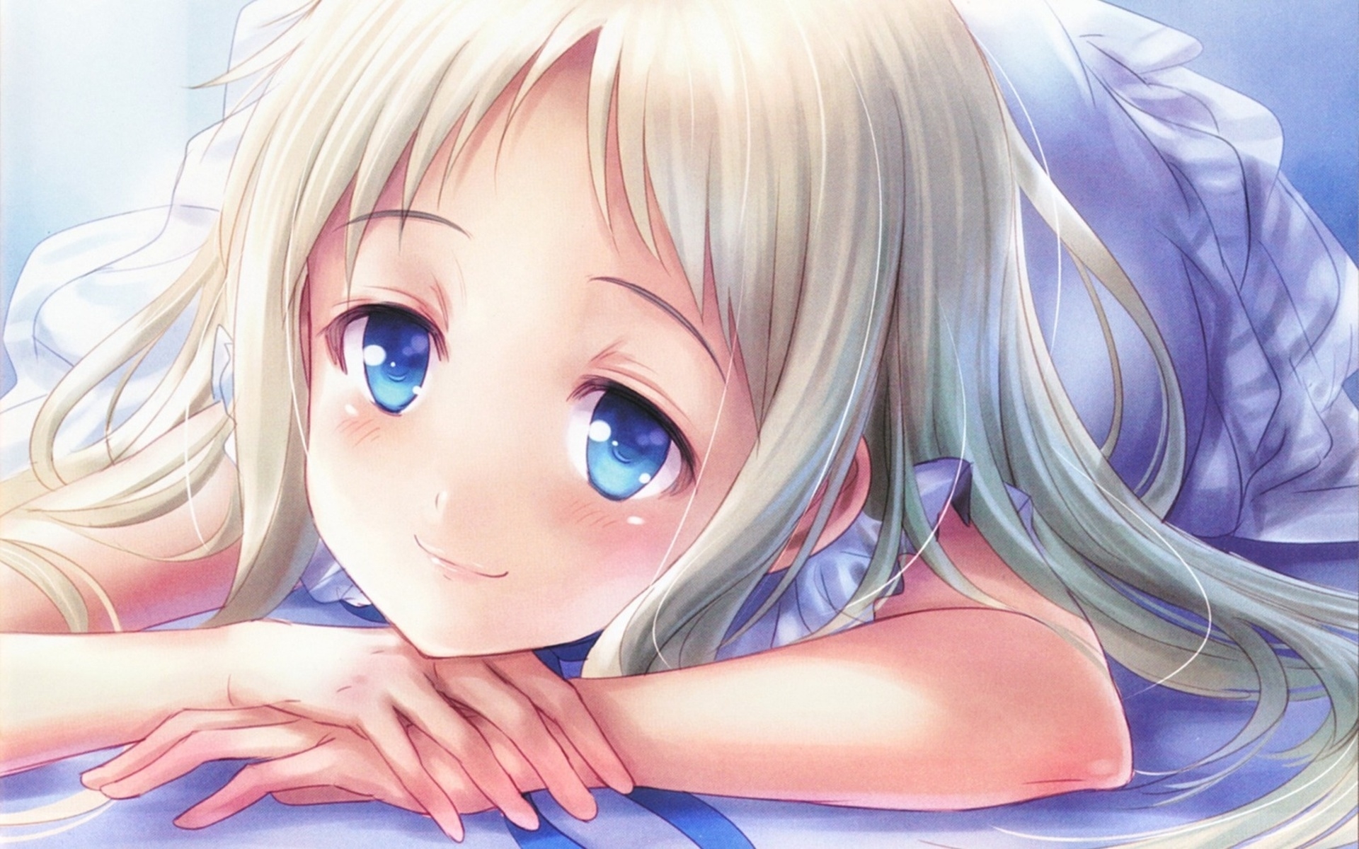 Картинки Ano hi mita hana no namae o boku-tachi wa mada shiranai, девушка, блондинка, улыбка, глаза фото и обои на рабочий стол