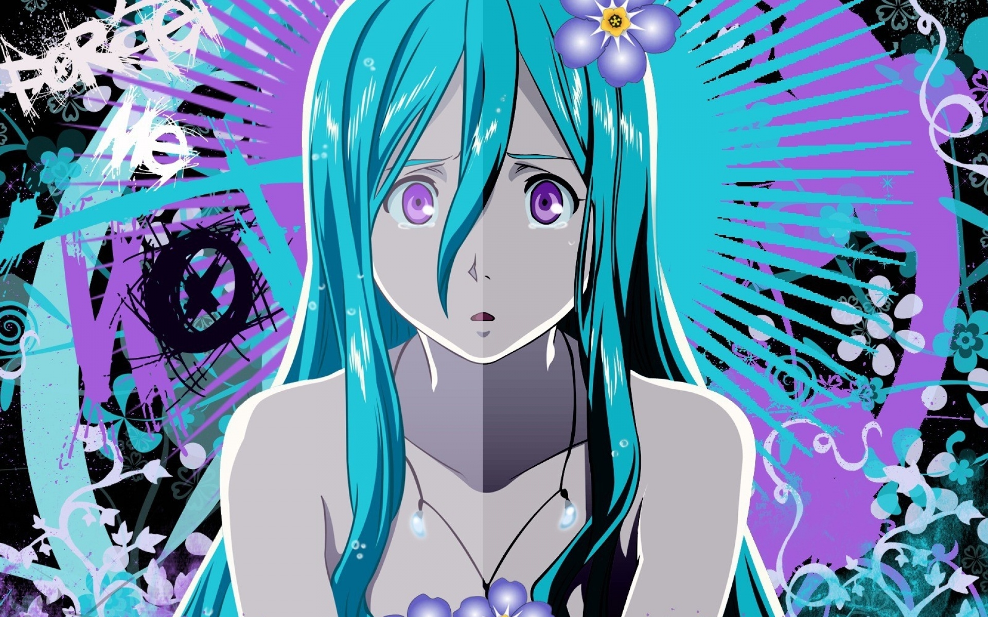 Картинки Eureka seven, girl, bangs, flower, background, surprise фото и обои на рабочий стол