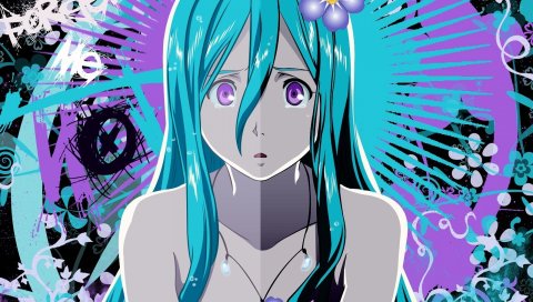Eureka seven, girl, bangs, flower, background, surprise