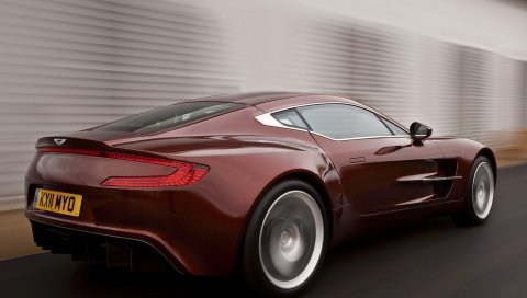 Aston martin, one-77, 2009, красный, вид сбоку, стиль, скорость