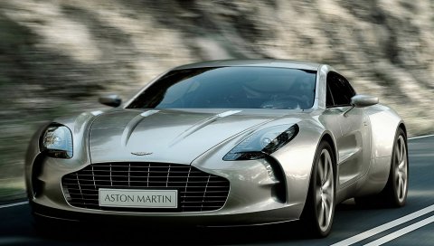 Aston martin, one-77, 2009, серый металлик, вид спереди, стиль, скорость
