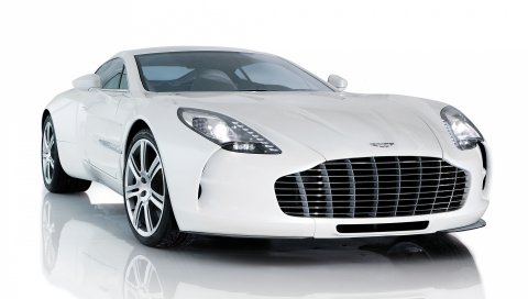 Aston martin, one-77, 2009, белый, вид спереди, стиль, отражение