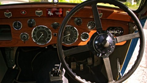 Aston martin, mkii, 1934, салон, руль, спидометр