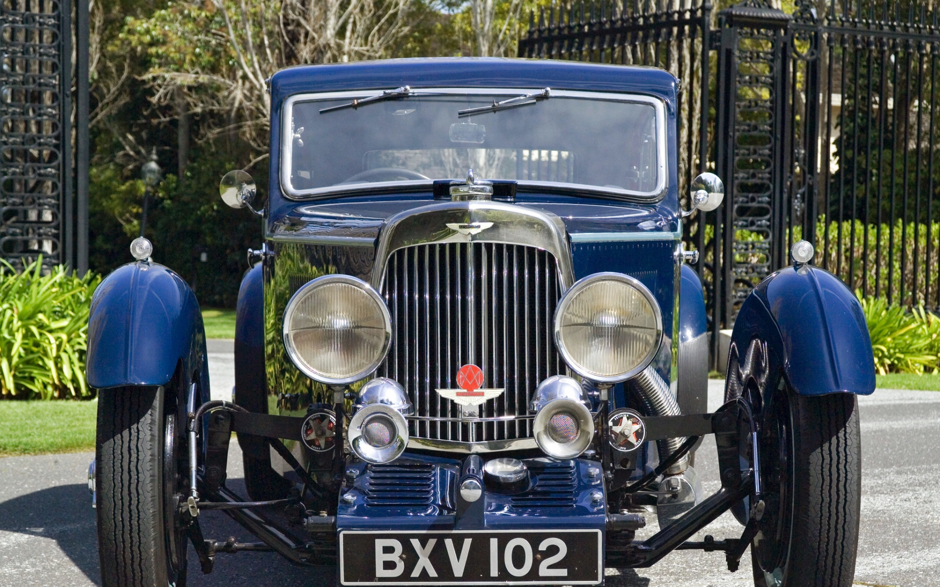 Картинки Aston martin, mkii, 1934, синий, вид спереди, автомобили, трава фото и обои на рабочий стол