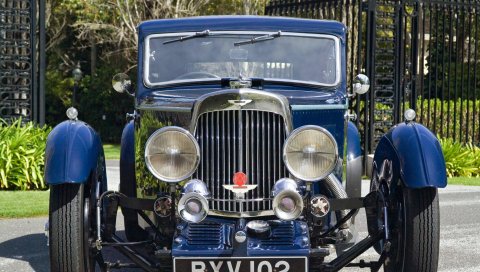 Aston martin, mkii, 1934, синий, вид спереди, автомобили, трава
